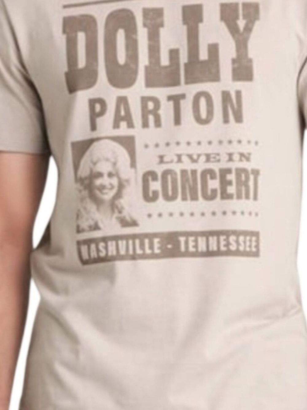 Dollcake Beige Graphic 'Dolly Parton Concert' Short Sleeve Tee